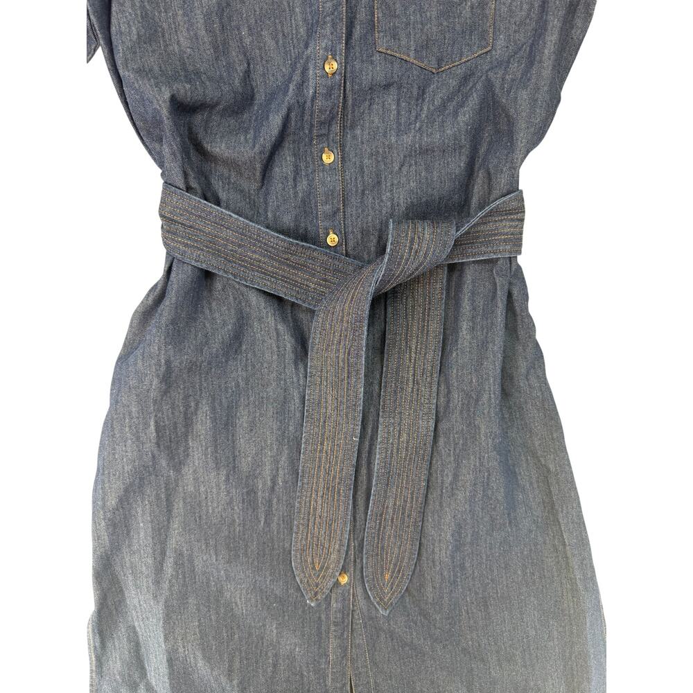 Tuckernuck Denim Chessie Midi Shirt Dress Belted Long Sleeve Dark Wash Size S - Picture 7 of 15